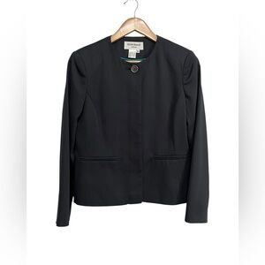 Helene Berman Black Collarless Blazer Medium Career Minimalist Structured Office